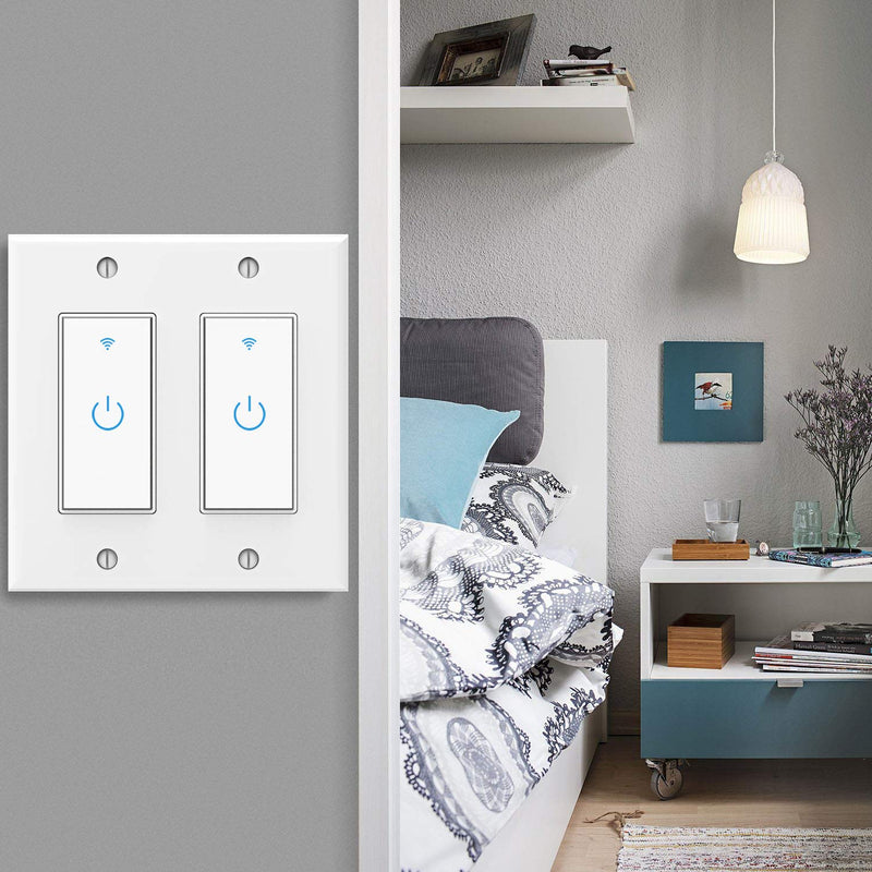 WiFi Light Switch Smart Switch 2 Gang Touch Wall Switch Compatible with Alexa Google Assistant and IFTTT