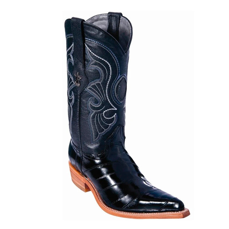 Women's Los Altos Black Eel Skin Boots 3x Toe Profile Handmade | Color Black (350805-2)