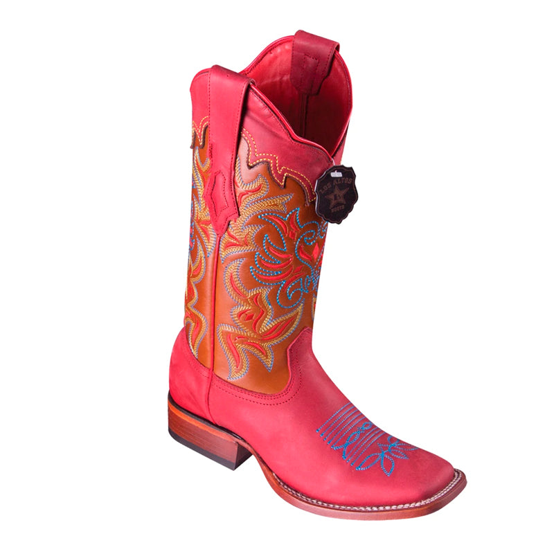Women’s Los Altos Leather Boots Wide Square Toe Handcrafted | Color Red (3225012)
