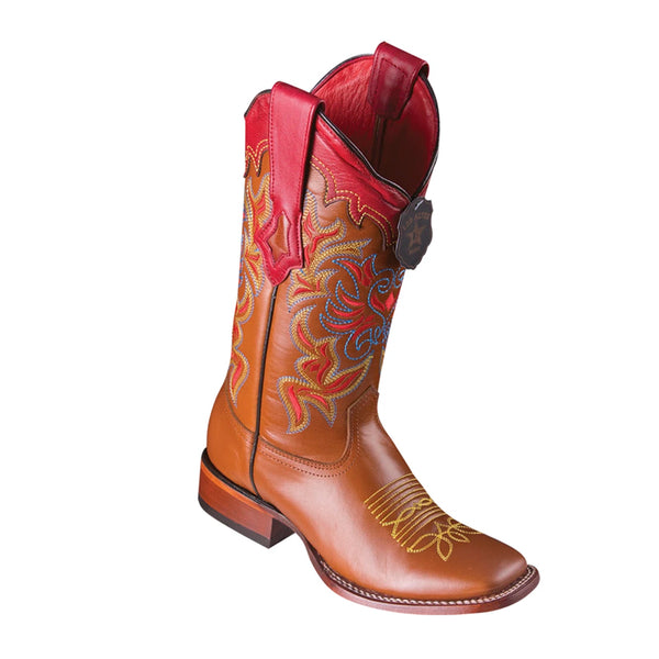 Women’s Los Altos Leather Boots Wide Square Toe Handcrafted | Color Honey (3228951)