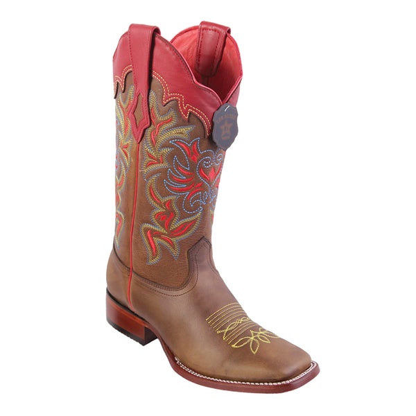 Women’s Los Altos Leather Boots Wide Square Toe Handcrafted | Color Honey (3229951)