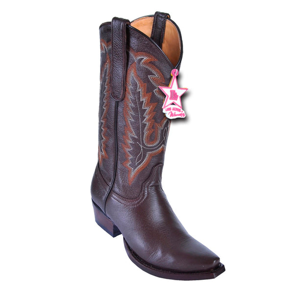 Women's Los Altos Snip Toe Deer Leather Boots Handcrafted | Color Brown (348307)
