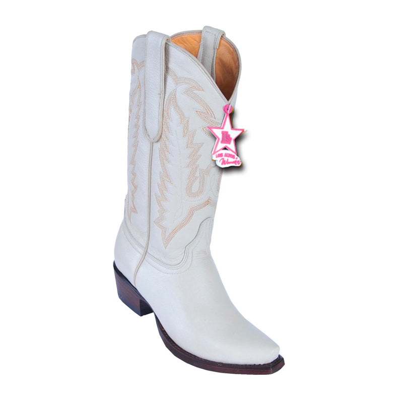 Women's Los Altos Snip Toe Deer Leather Boots Handcrafted | Color Winterwhite (348304)