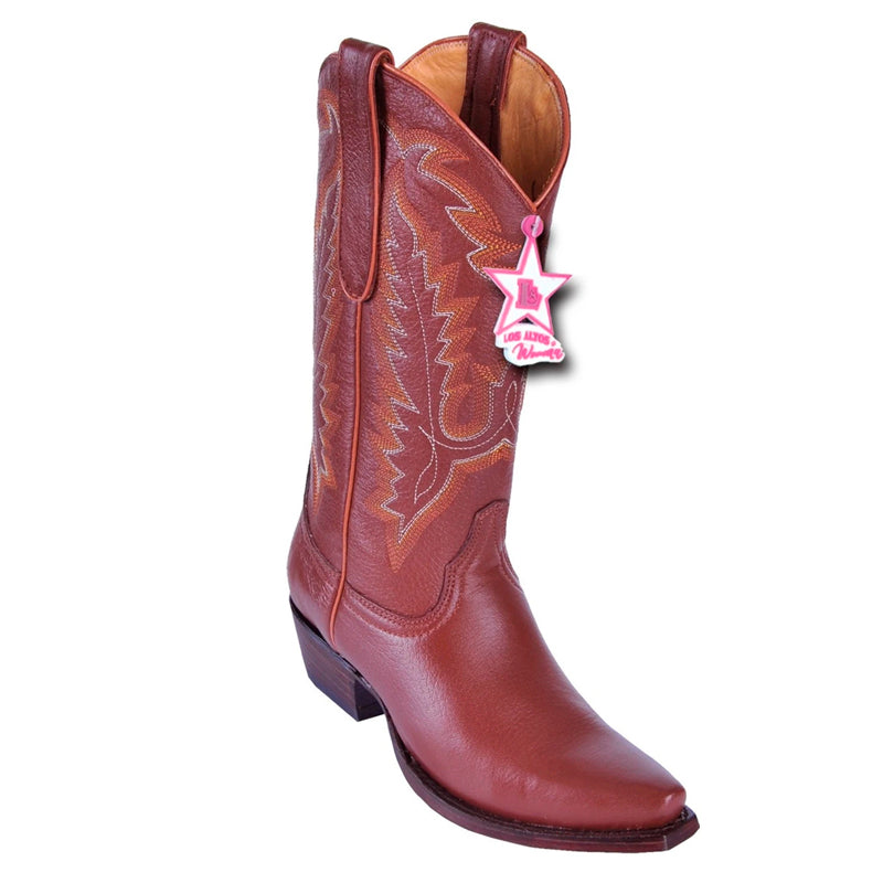 Women's Los Altos Snip Toe Deer Leather Boots Handcrafted | Color Cognac (348303)