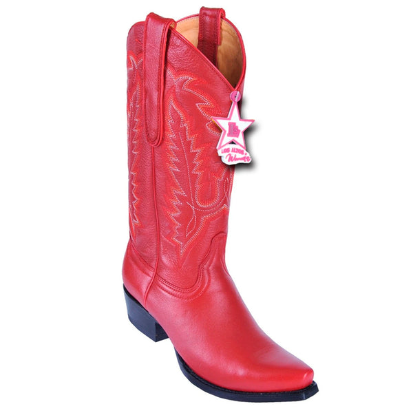 Women's Los Altos Snip Toe Deer Leather Boots Handcrafted | Color Red (348312)