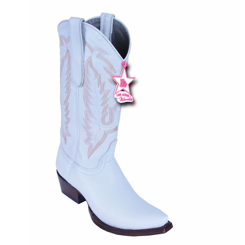 Women's Los Altos Snip Toe Deer Leather Boots Handcrafted | Color White (348328)