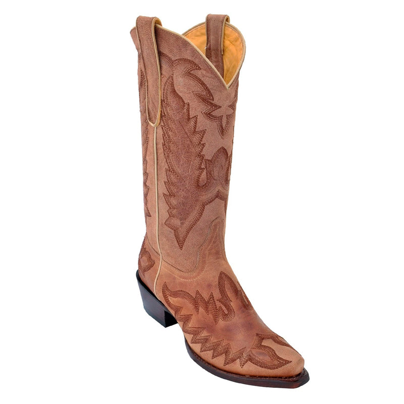 Women's Los Altos Snip Toe Leather Boots With Hand Embroidery | Color Oryx (345011)