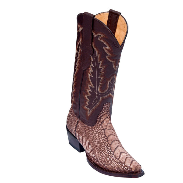 Women's Los Altos Snip Toe Ostrich Leg Boots Handcrafted | Sanded Brown  (340535)