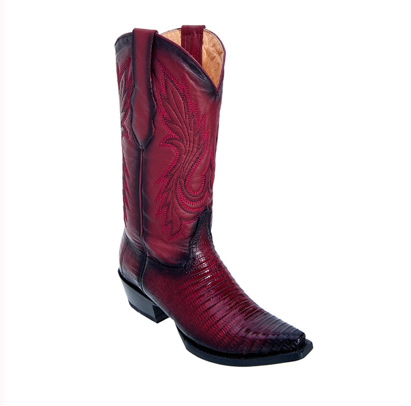 Women's Los Altos Snip Toe Teju Lizard Boots Handmade | Color Burnished Burgundy (34D0743)