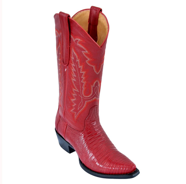 Women's Los Altos Snip Toe Teju Lizard Boots Handmade | Color Red (340712)