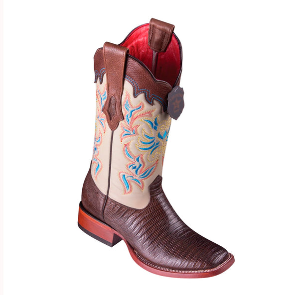 Women’s Los Altos Teju Lizard Boots Wide Square Toe Handcrafted | Color Brown (3220707)