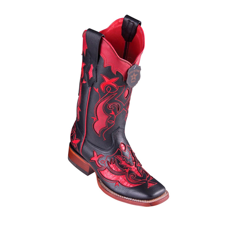 Women’s Los Altos Teju Lizard Boots Wide Square Toe Handcrafted | Sanded Red (32R0720)