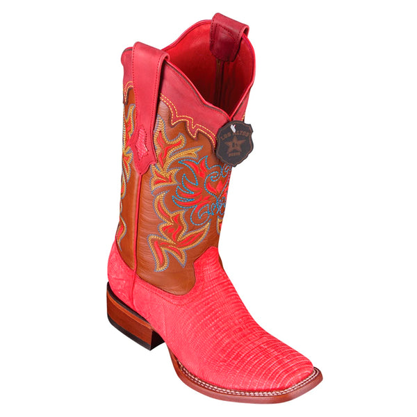 Women’s Los Altos Teju Lizard Boots Wide Square Toe Handcrafted | Sanded Red (3220720)