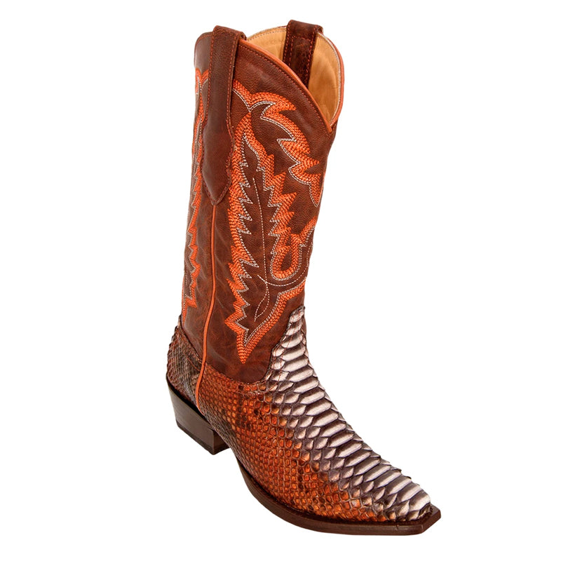 Womens Los Altos Snip Toe Python Boots Handcrafted | Color Rustic Cognac  (345788)