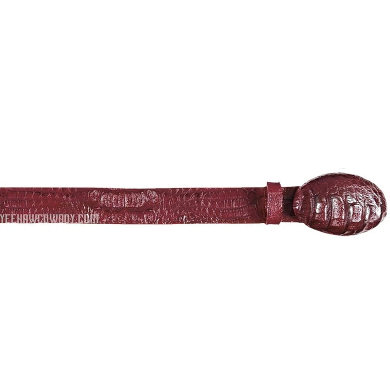 Wild West Caiman Belt With Removable Buckle & Leather Lining Burgundy (2c110206)