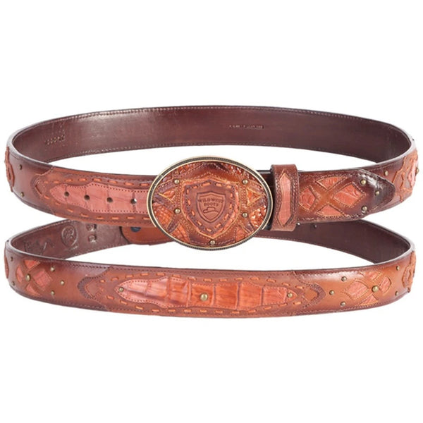 Wild West Caiman Belly Belt With Leather Lining And Removable Buckle Cognac (2C11F8203)