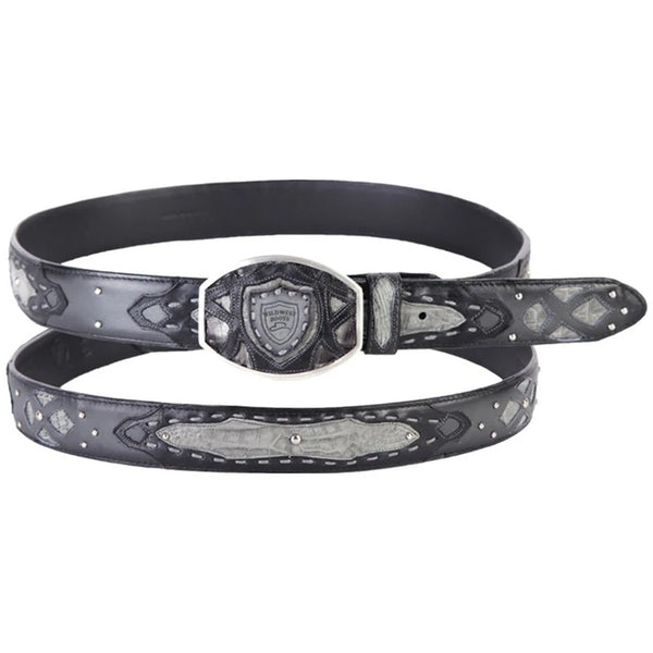 Wild West Caiman Belly Belt With Leather Lining And Removable Buckle Black (2C11FE8238)