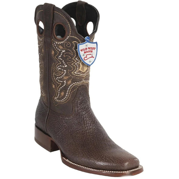 Wild West 28189307 Men's | Color Brown | Men's Wild West Sharkskin Boots Square Toe Handcrafted