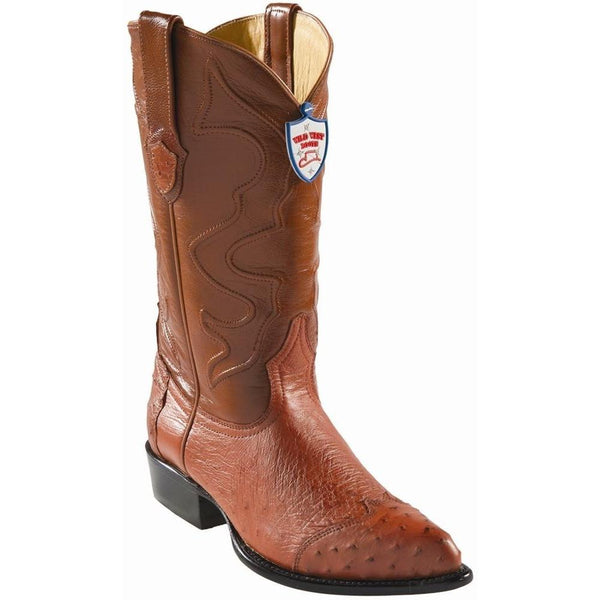 West Boots #2990403 Men's | Color Cognac | Men's Wild West Ostrich Wingtip Cowboy Boots Handcrafted