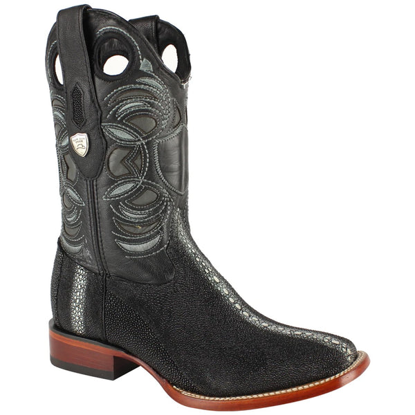 Wild West Boots #28241105 Men's | Color Black  | Men’s Wild West Stingray Boots Square Toe Handcrafted