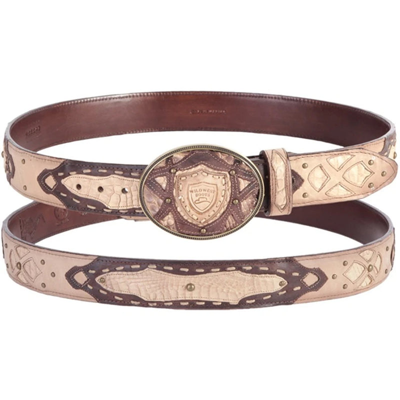 Wild West Caiman Belly Belt With Leather Lining And Removable Buckle Oryx (2C11F8211)