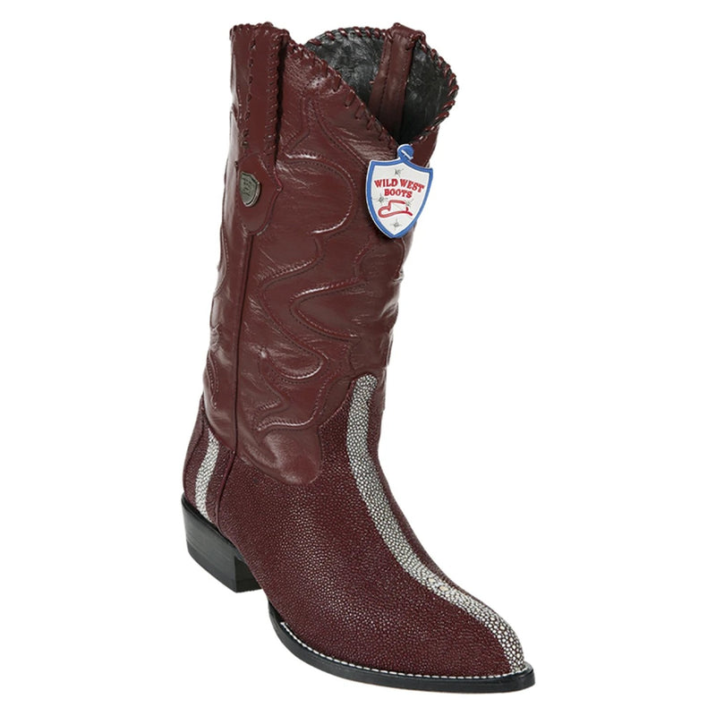 Wild West Boots #2996006 Men's | Color Burgundy | Men's Wild West Shaved Stingray J Toe Boots Handmade