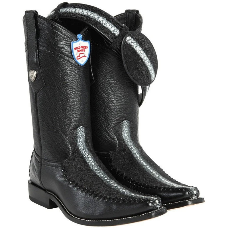 Wild West Boots #278t1105 Men's | Color Black | Wild West Boots-Men's Stingray W. Deer Fashionable Cowboy Boots