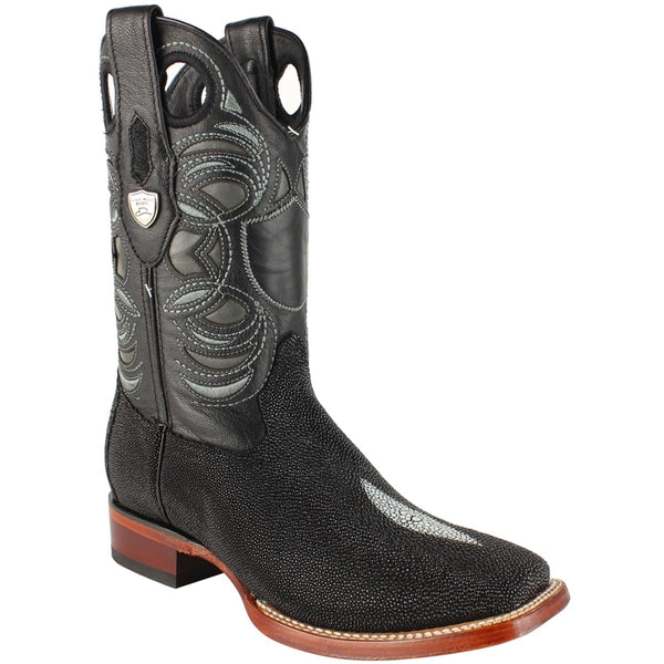 Wild West Boots #28241205 Men's | Color Black  | Men’s Wild West Stingray Boots Square Toe Handcrafted