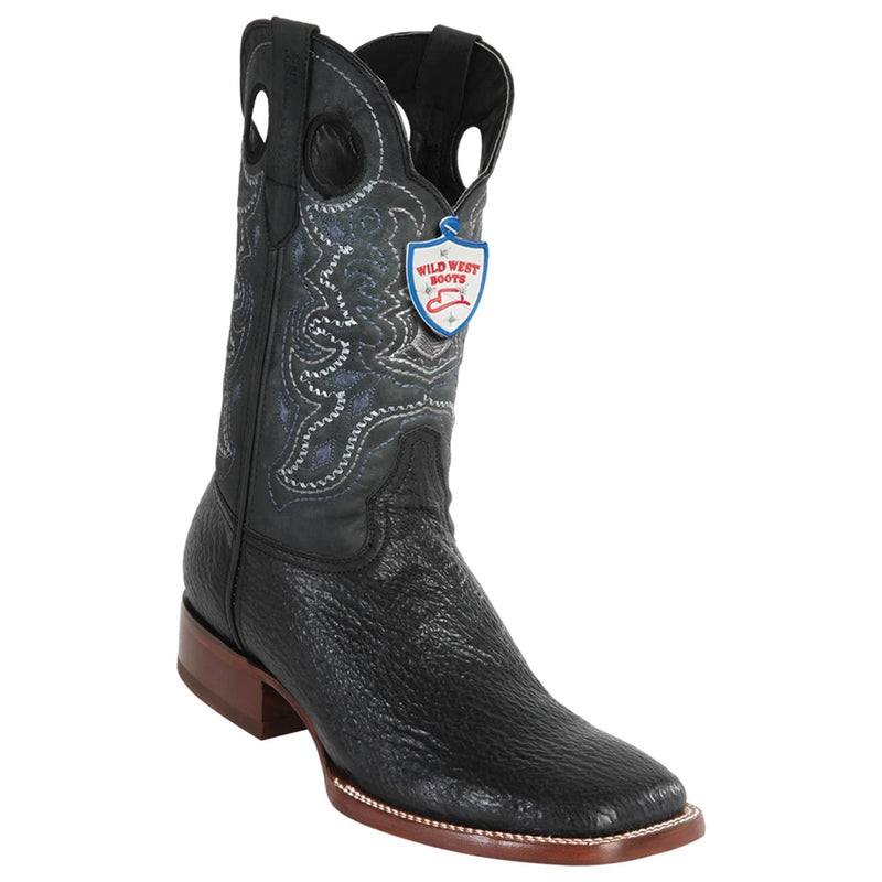 Wild West 28249305 Men's | Color Black | Men's Wild West Sharkskin Boots Square Toe Handcrafted