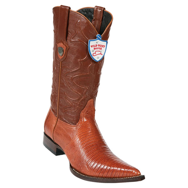 Wild West Boots #2950703 Men's | Color Cognac | Men's Wild West Teju Lizard 3x Toe Boots Handcrafted