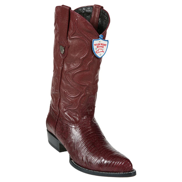 Wild West Boots #2990706 Men's | Color Burgundy | Men's Wild West Teju Lizard J Toe Boots Handcrafted