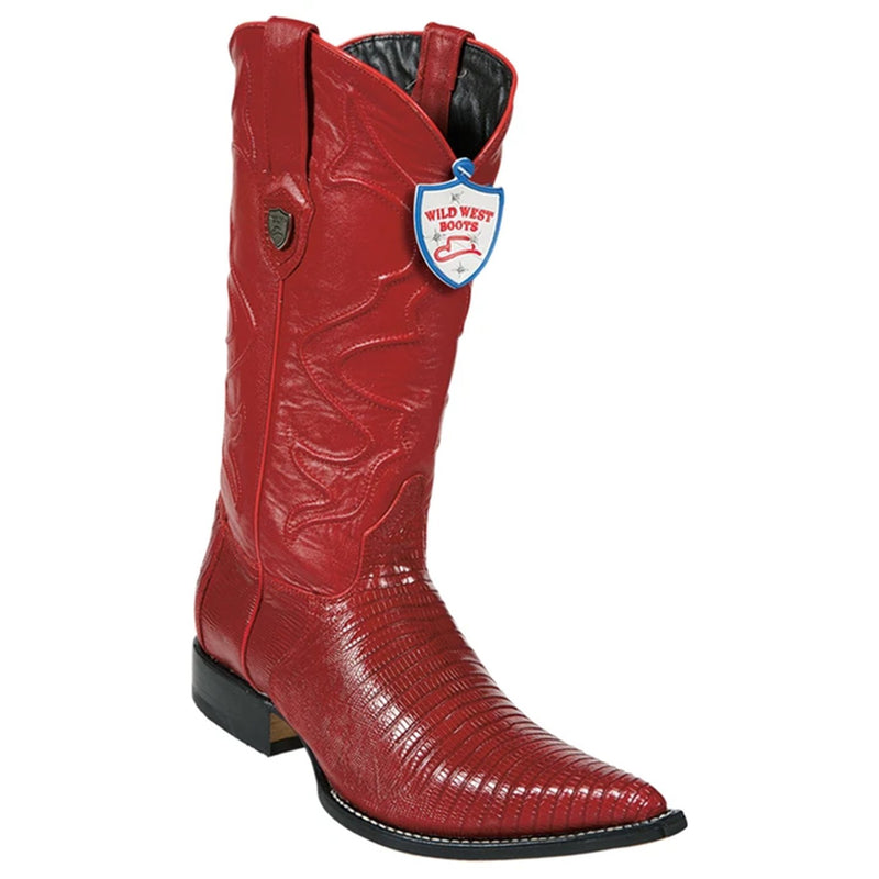 Wild West Boots #2950712 Men's | Color Red | Men's Wild West Teju Lizard 3x Toe Boots Handcrafted