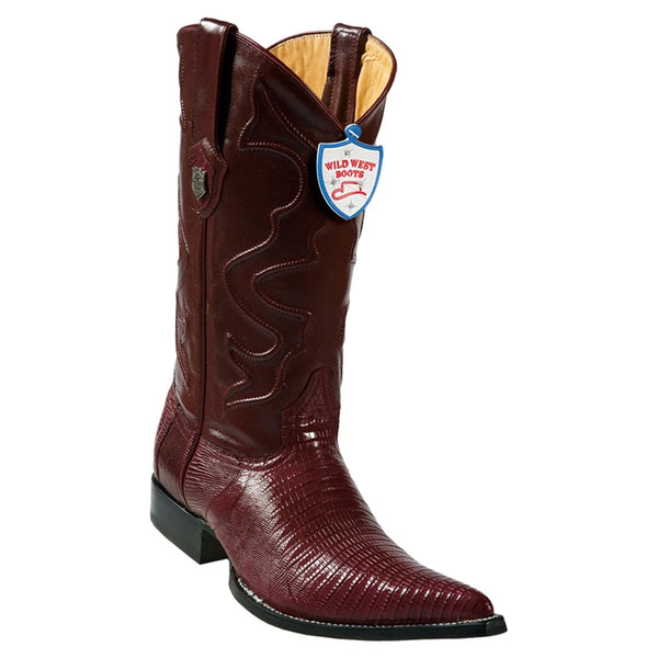 Wild West Boots #2950706 Men's | Color Burgundy | Men's Wild West Teju Lizard 3x Toe Boots Handcrafted