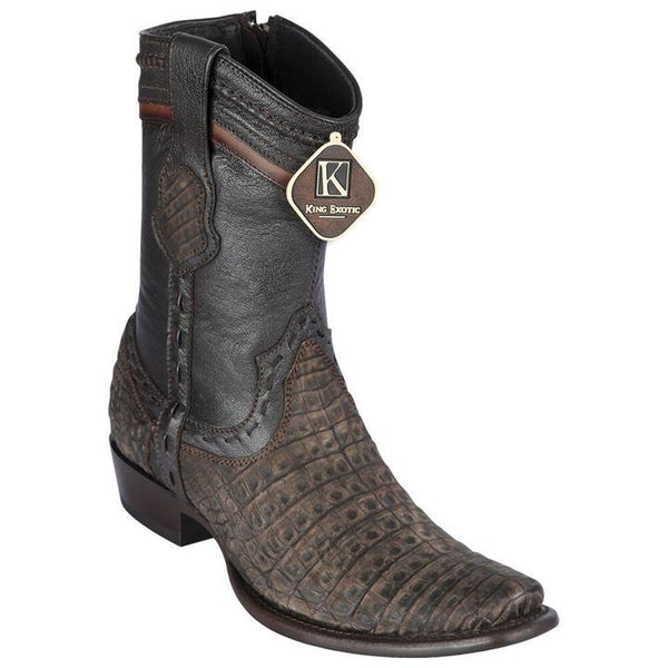 Men's King Exotic Caiman Belly Boots Dubai Toe Handcrafted Sanded Brown (479B8235)