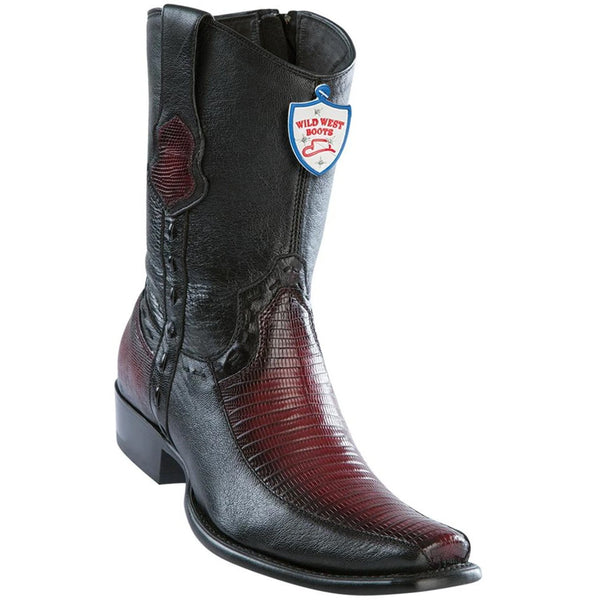 Wild West 279BF0743 Men's | Color Faded Burgundy | Men’s Wild West Teju Lizard With Deer Boots Dubai Toe Handcrafted