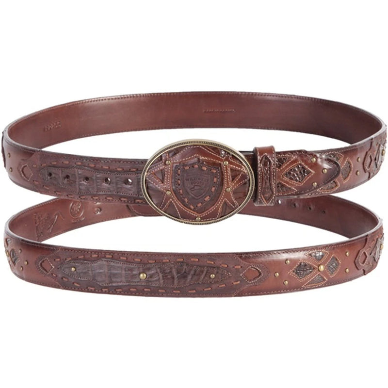 Wild West Caiman Belly Belt With Leather Lining And Removable Buckle Brown (2C11F8207)