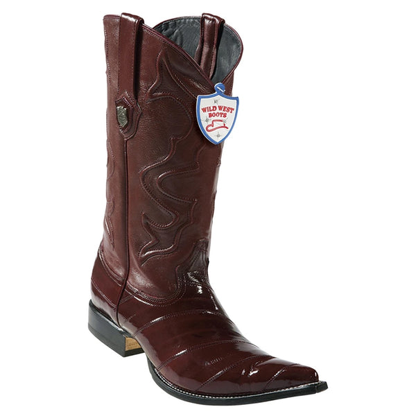 Wild West 2950806 Men's | Color Burgundy | Men's Wild West Eel 3x Toe Boots Handcrafted