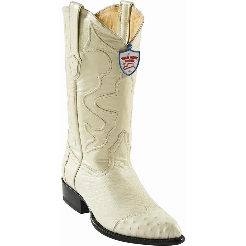 West Boots #2990404 Men's | Color Winterwhite | Men's Wild West Ostrich Wingtip Cowboy Boots Handcrafted