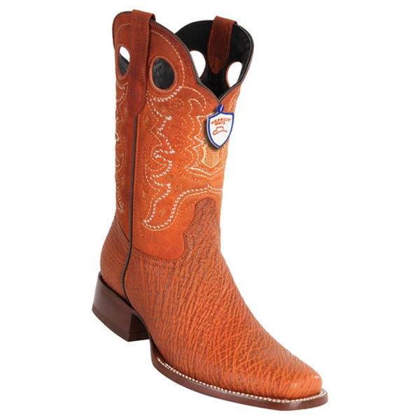 Wild West 28199303 Men's | Color Cognac | Men's Wild West Sharkskin Square Toe Rubber Sole Boots Handmade