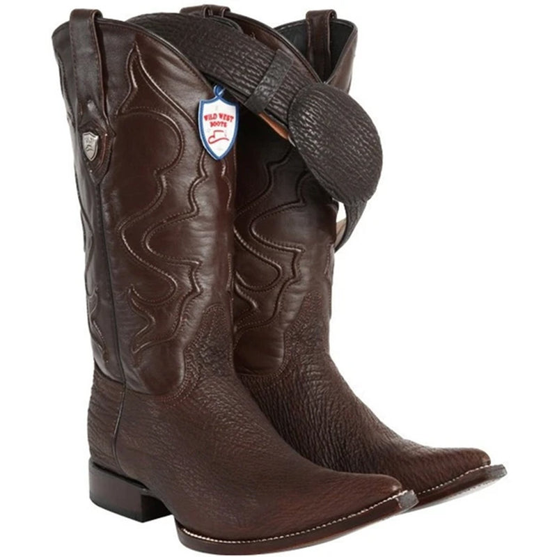 Wild West 2959307Men's | Color Brown | Men's Wild West Sharkskin 3x Toe Boots Handcrafted