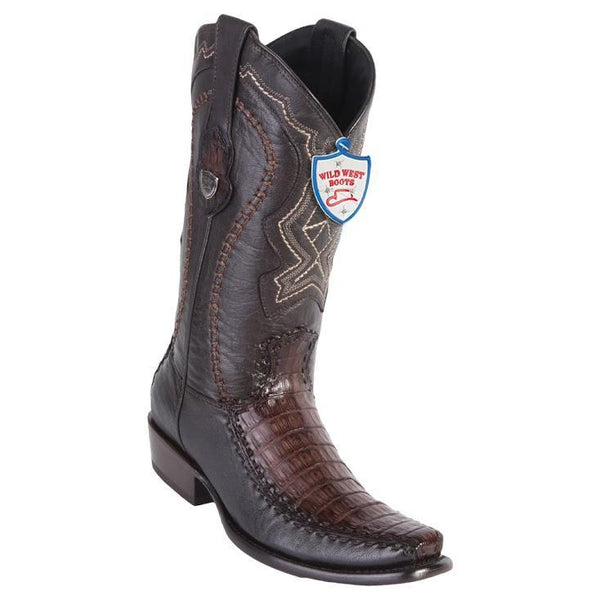 Wild West Boots #279F8216 Men's | Color Faded Brown | Men's Wild West Caiman Belly Boots Dubai Toe Handcrafted